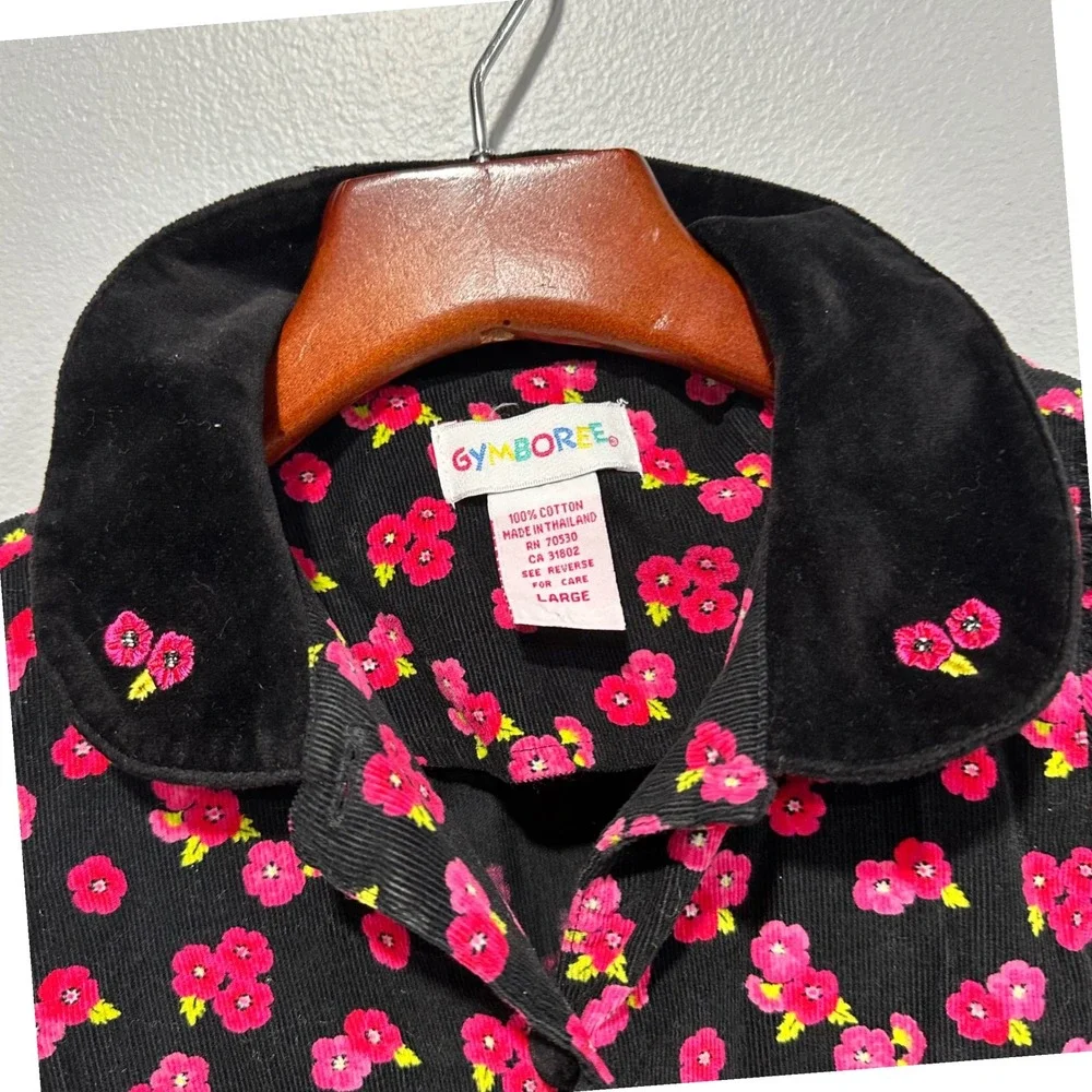 Gymboree Girls Corduroy‎ Floral Dress rainbow tag 3-4 Sz Large Kids 90's